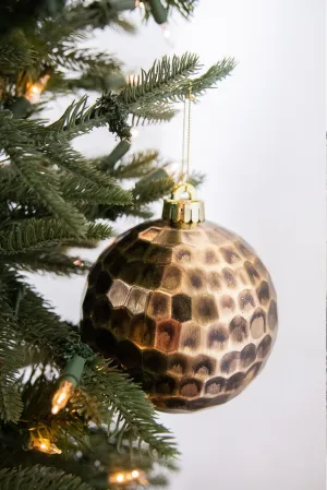 120MM / 12CM HAMMERED VP ANTIQUE BALL ORNAMENT Box OF 2 (ANTIQUE GOLD)