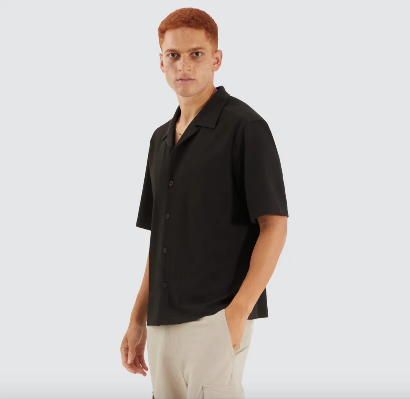 Amalfi Box Resort Shirt Jet Black