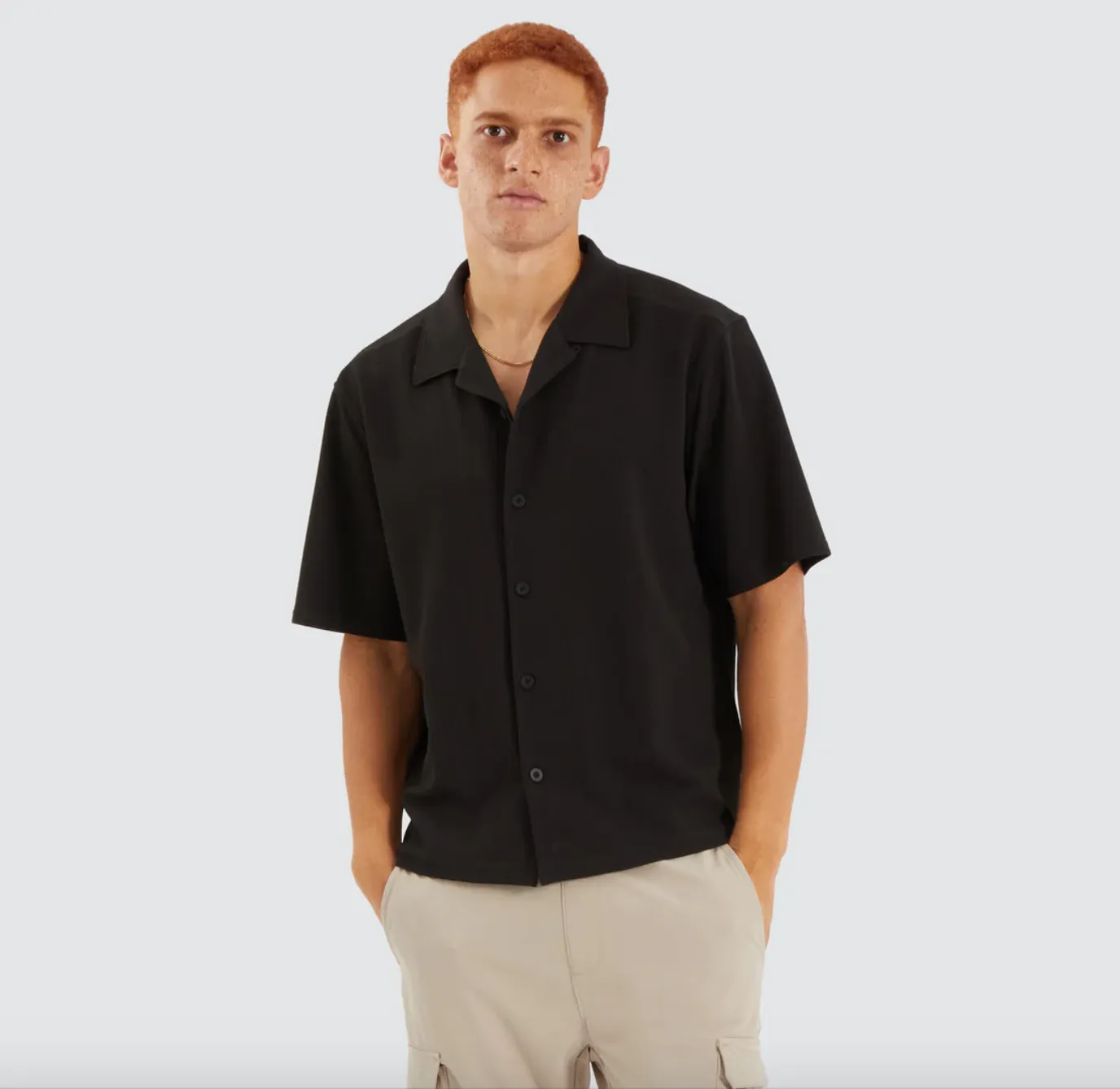 Amalfi Box Resort Shirt Jet Black