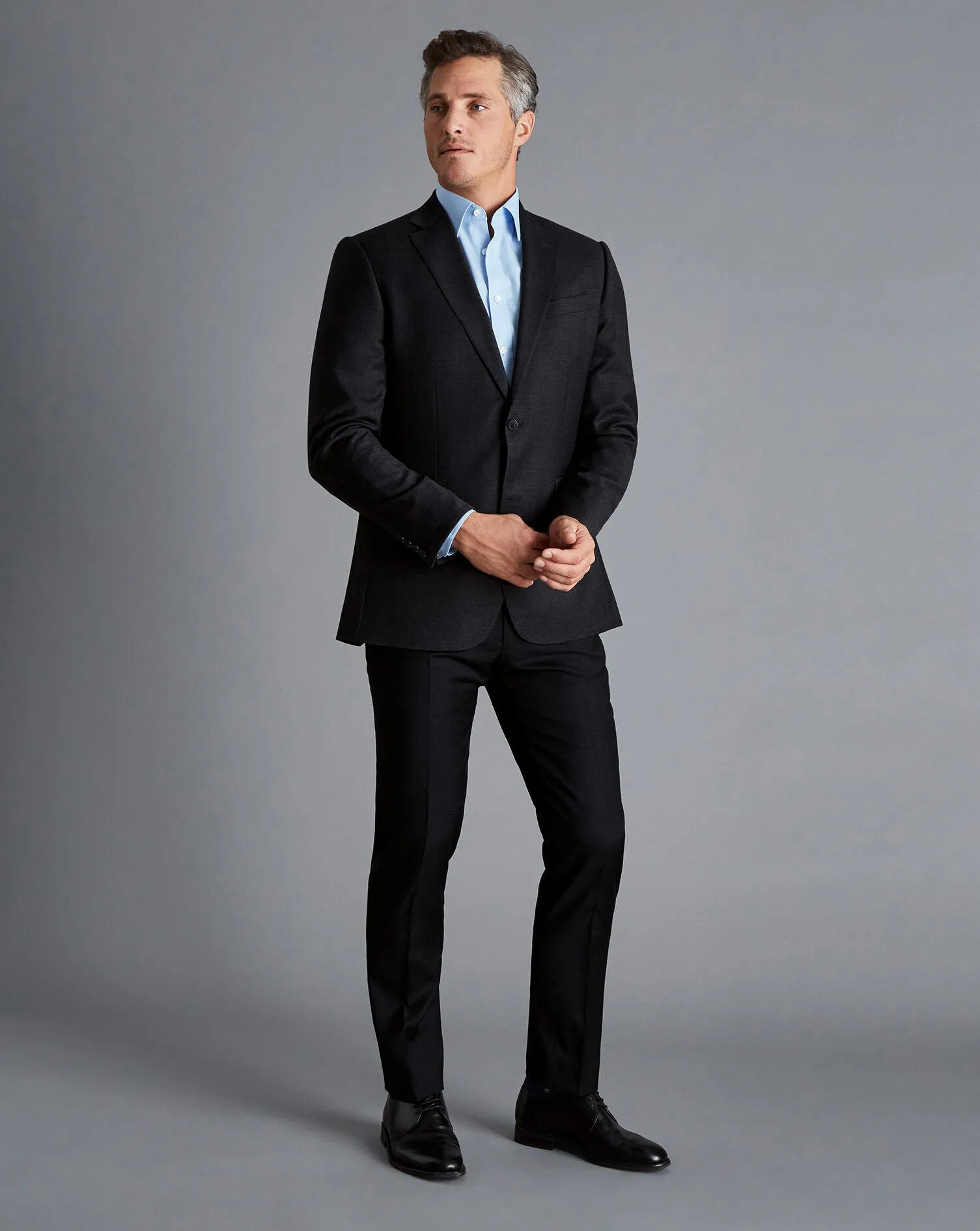Black Slim Fit Natural Stretch Twill Suit Trouser