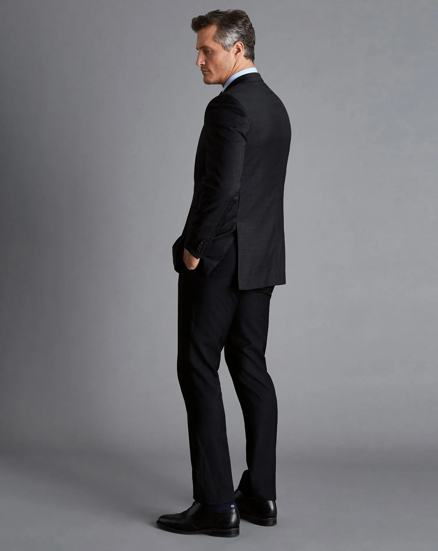 Black Slim Fit Twill Natural Stretch Suit Jacket