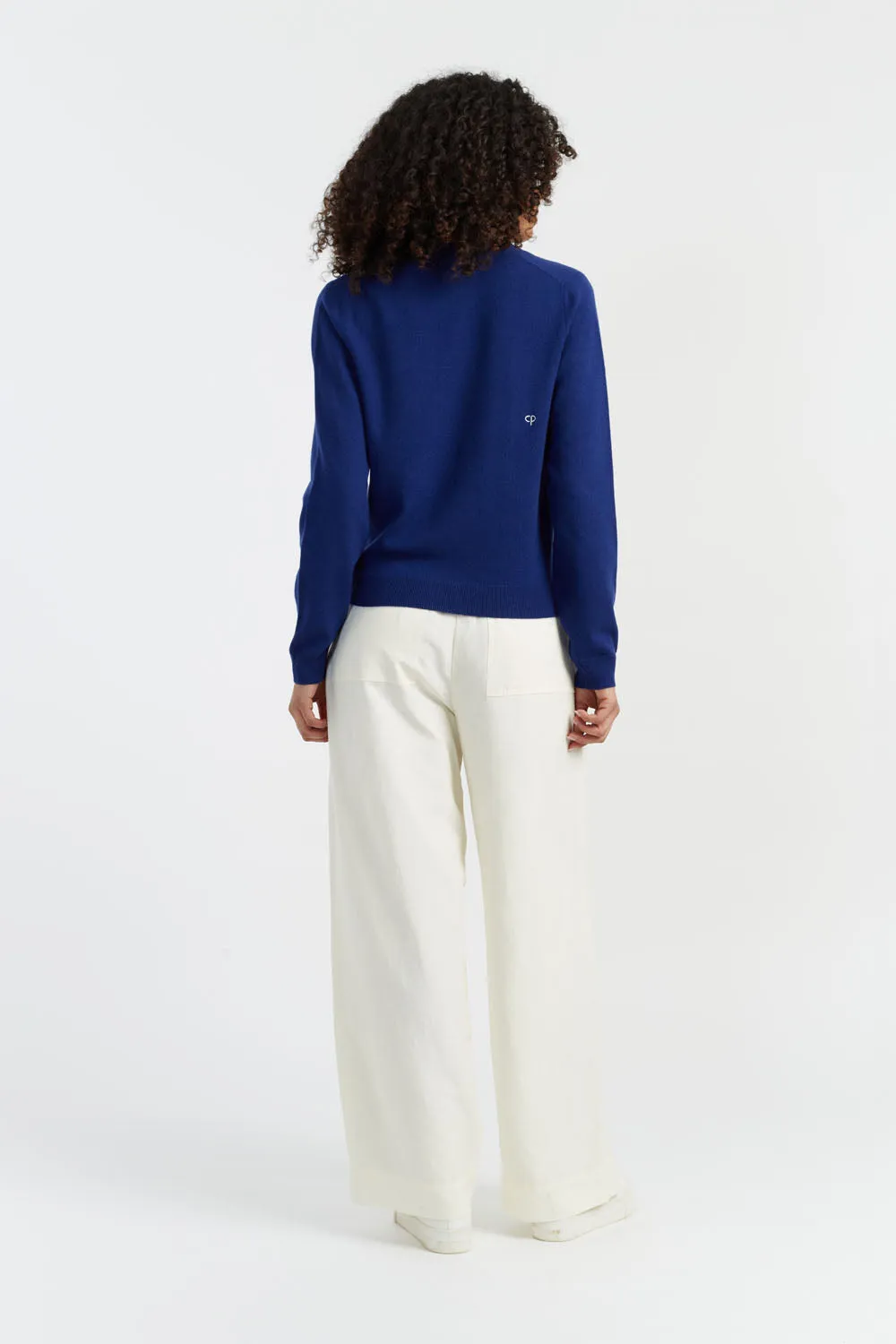 Blue Wool-Cashmere Snoopy Cardigan