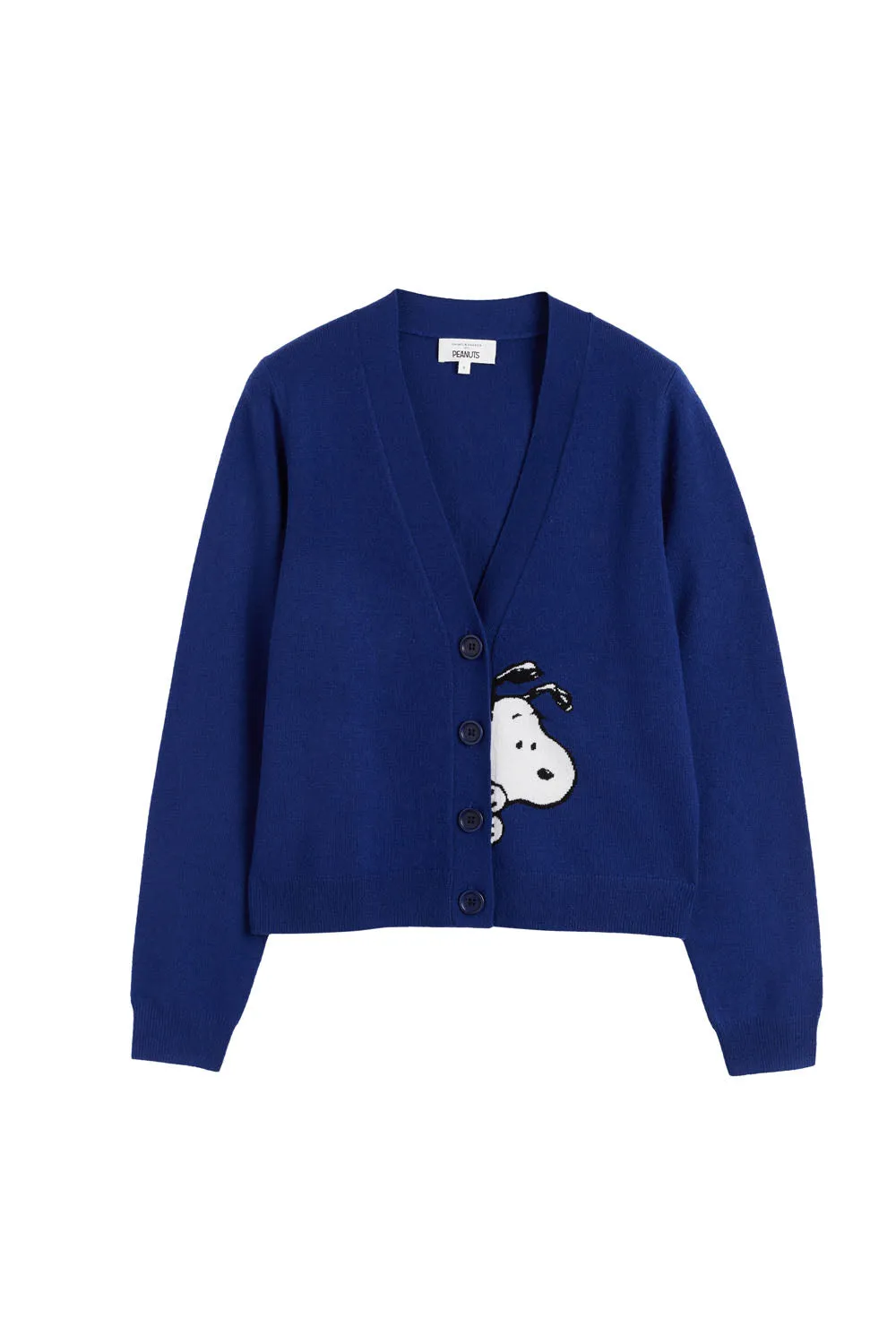 Blue Wool-Cashmere Snoopy Cardigan