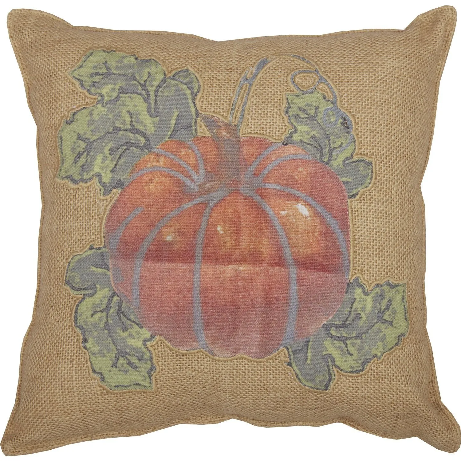 Burlap Natural Harvest Garden Pumpkin Pillow 12"