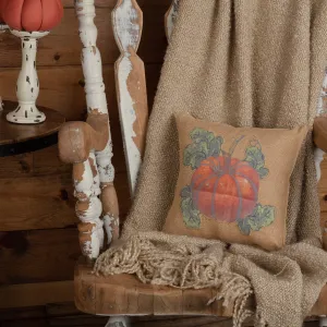 Burlap Natural Harvest Garden Pumpkin Pillow 12"