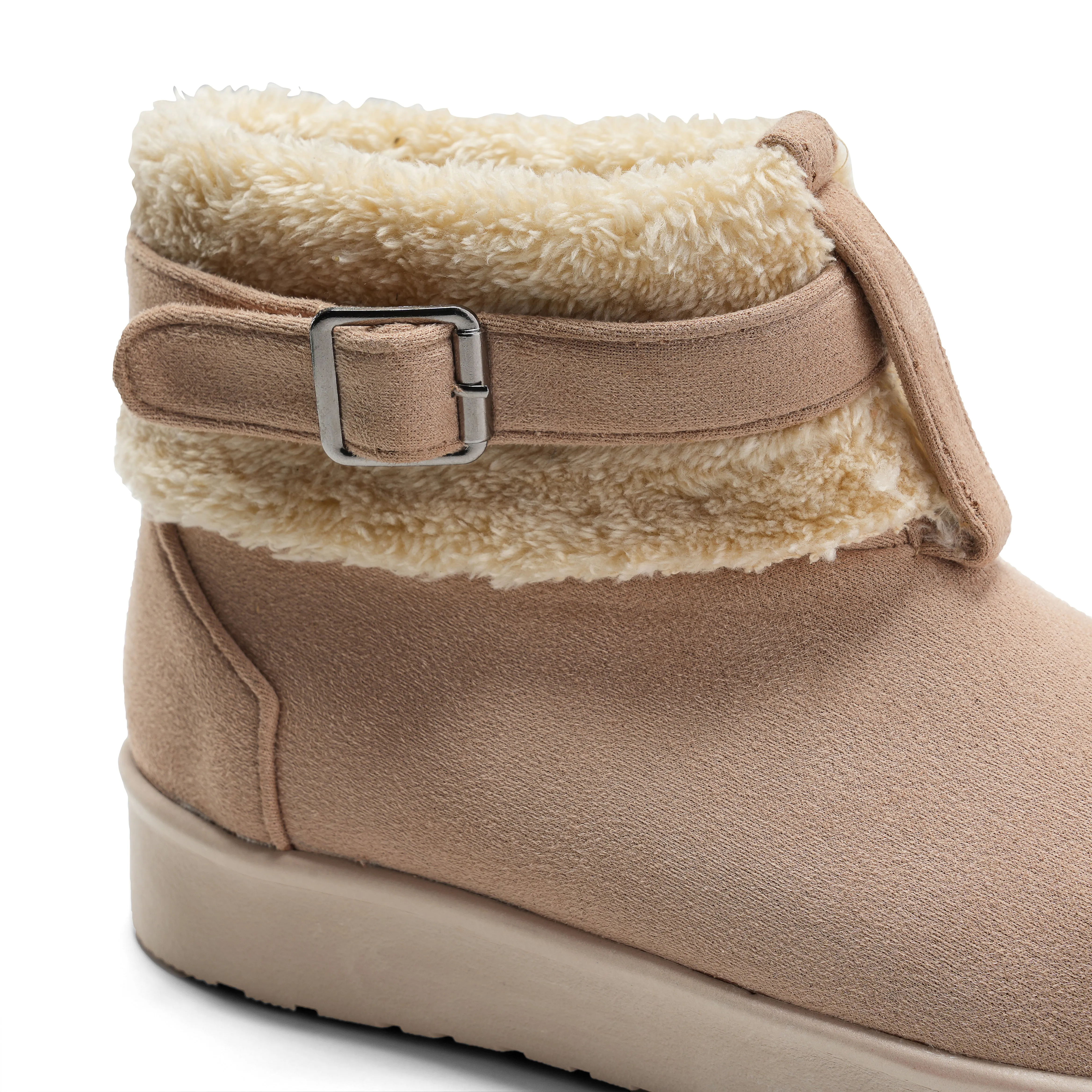 Casual Winter Boots with Plush Cuff - Cafe