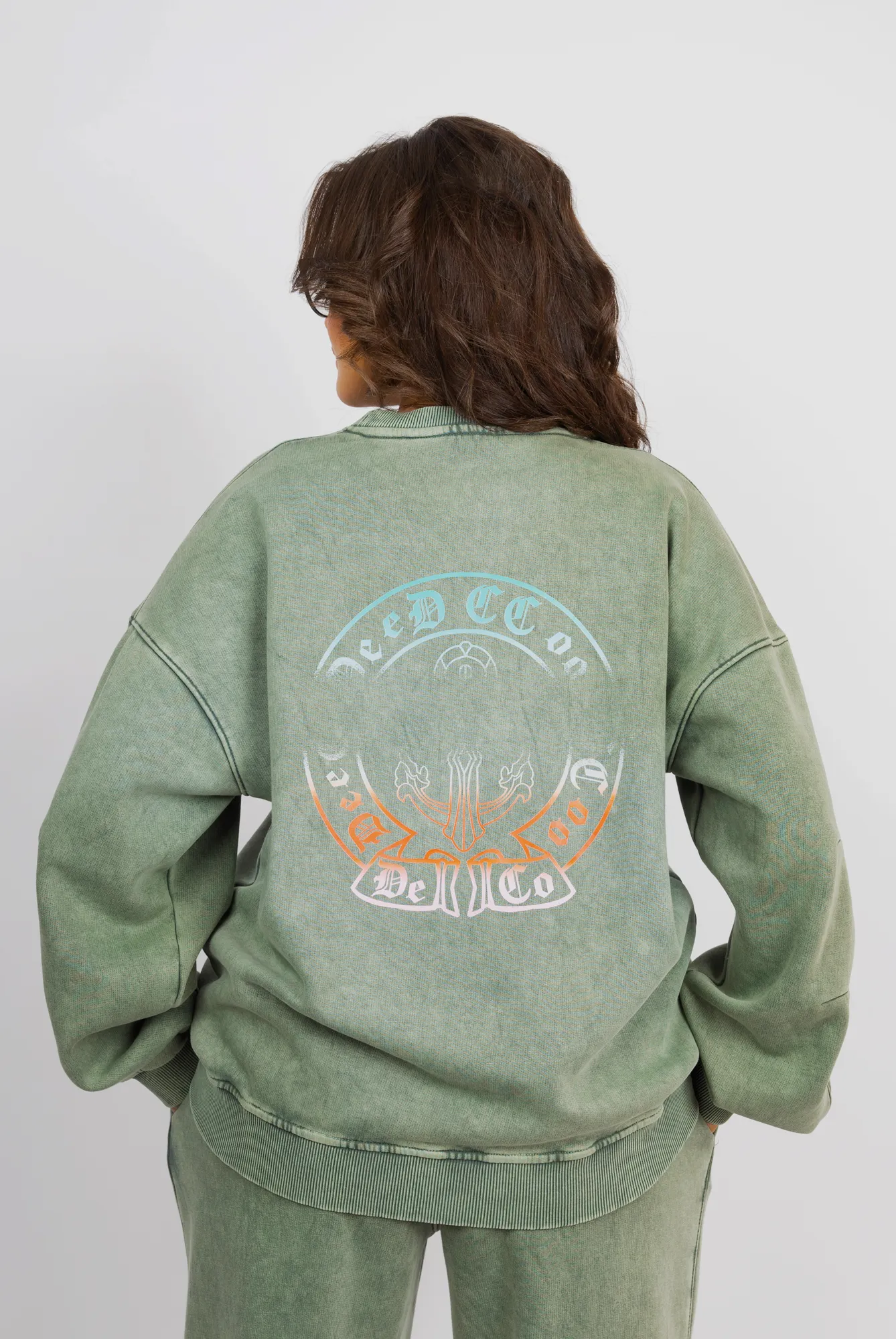 Comfy Knit Set With Subtle Distressed Accents - Green