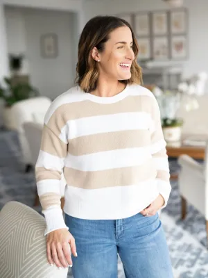 Drop Shoulder Beach Stripe Sweater by Duffield Lane