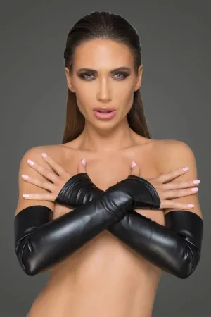 Elastic Eco Leather Fingerless Gloves