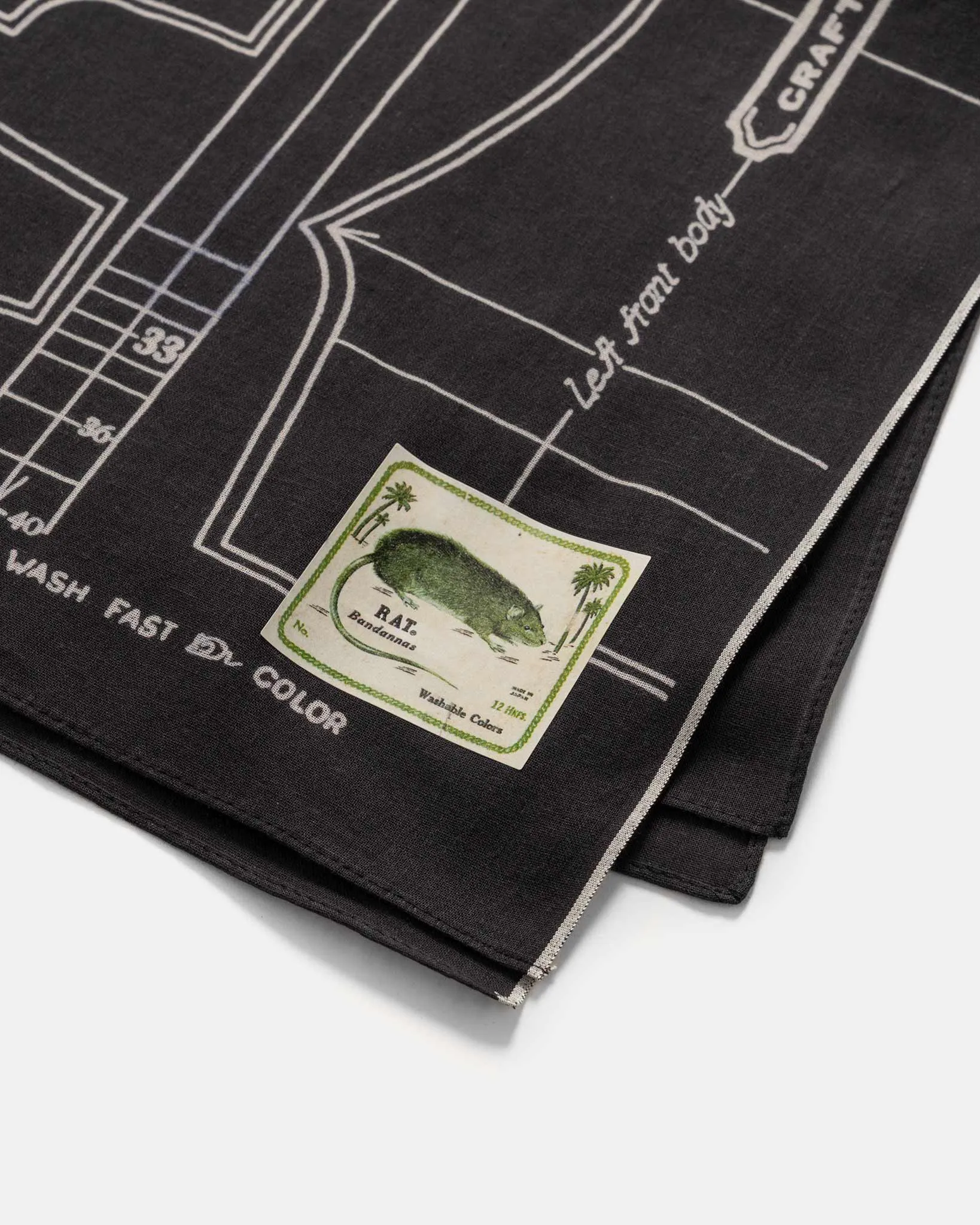 Fastcolor Selvedge Bandanna (BARBIE PATTERN) Black