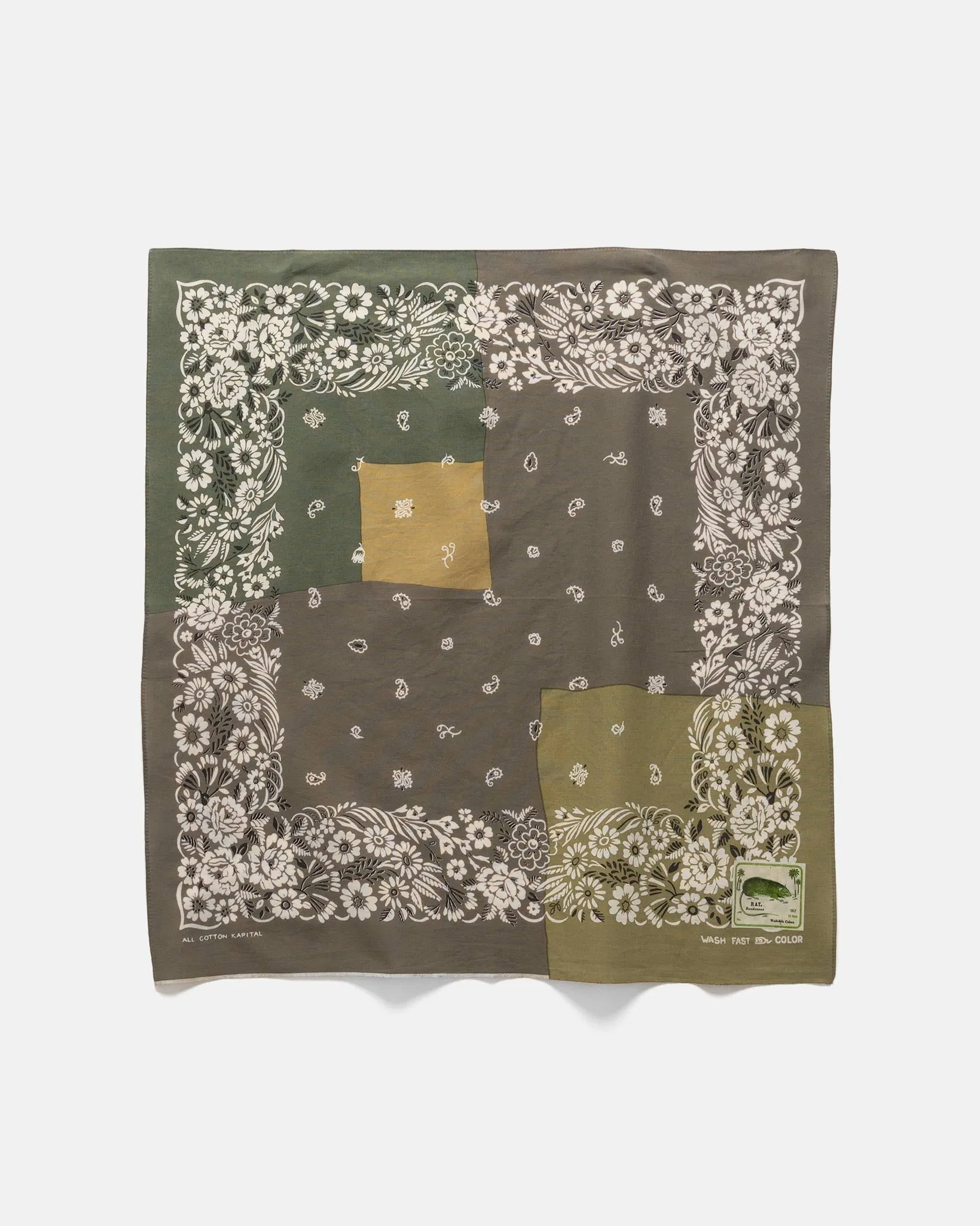 Fastcolor Selvedge Bandanna (GARDEN Patchwork) Khaki