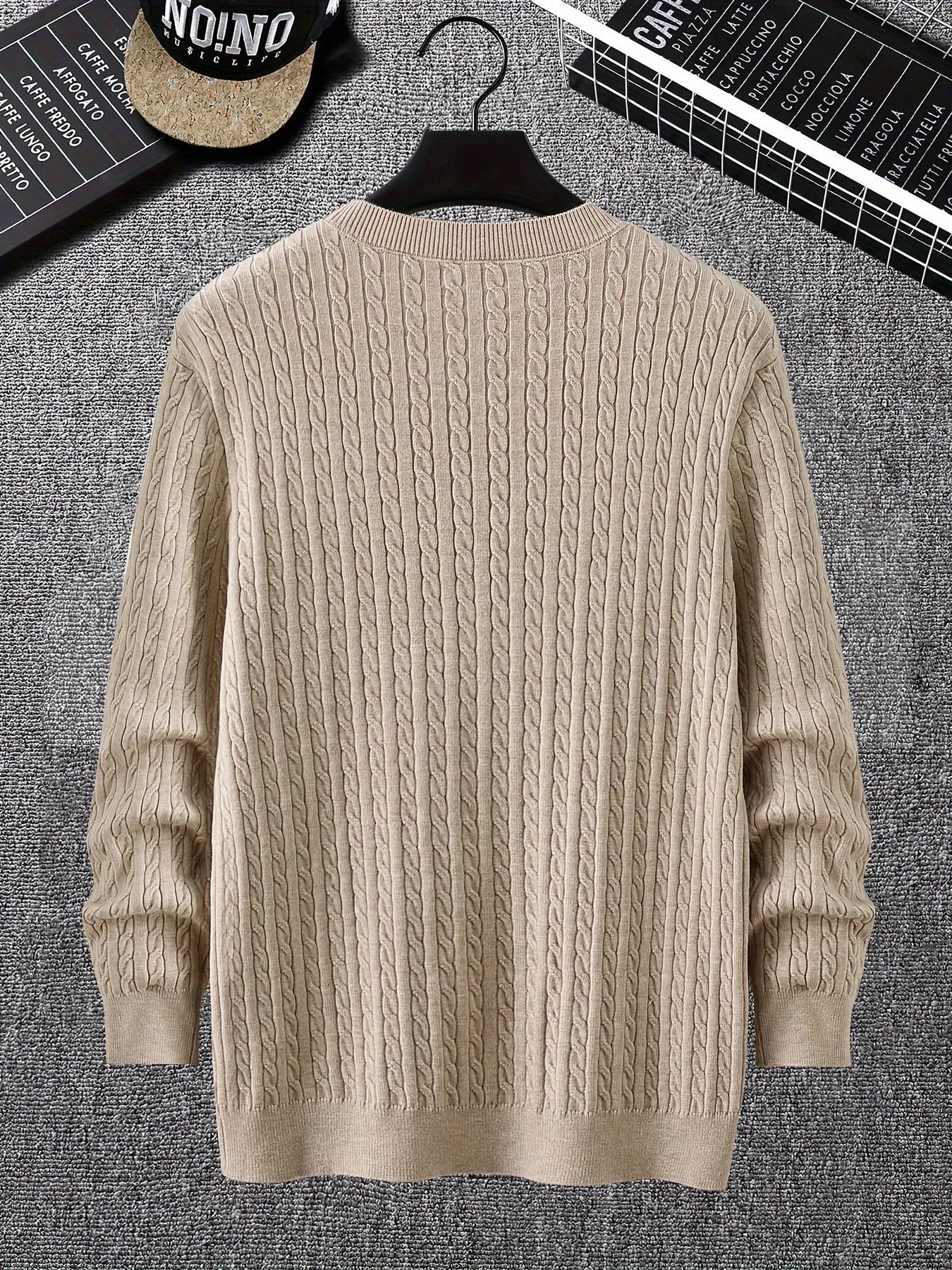 FENRIN | Ribbed Knitted Mens Sweater with Round Neck