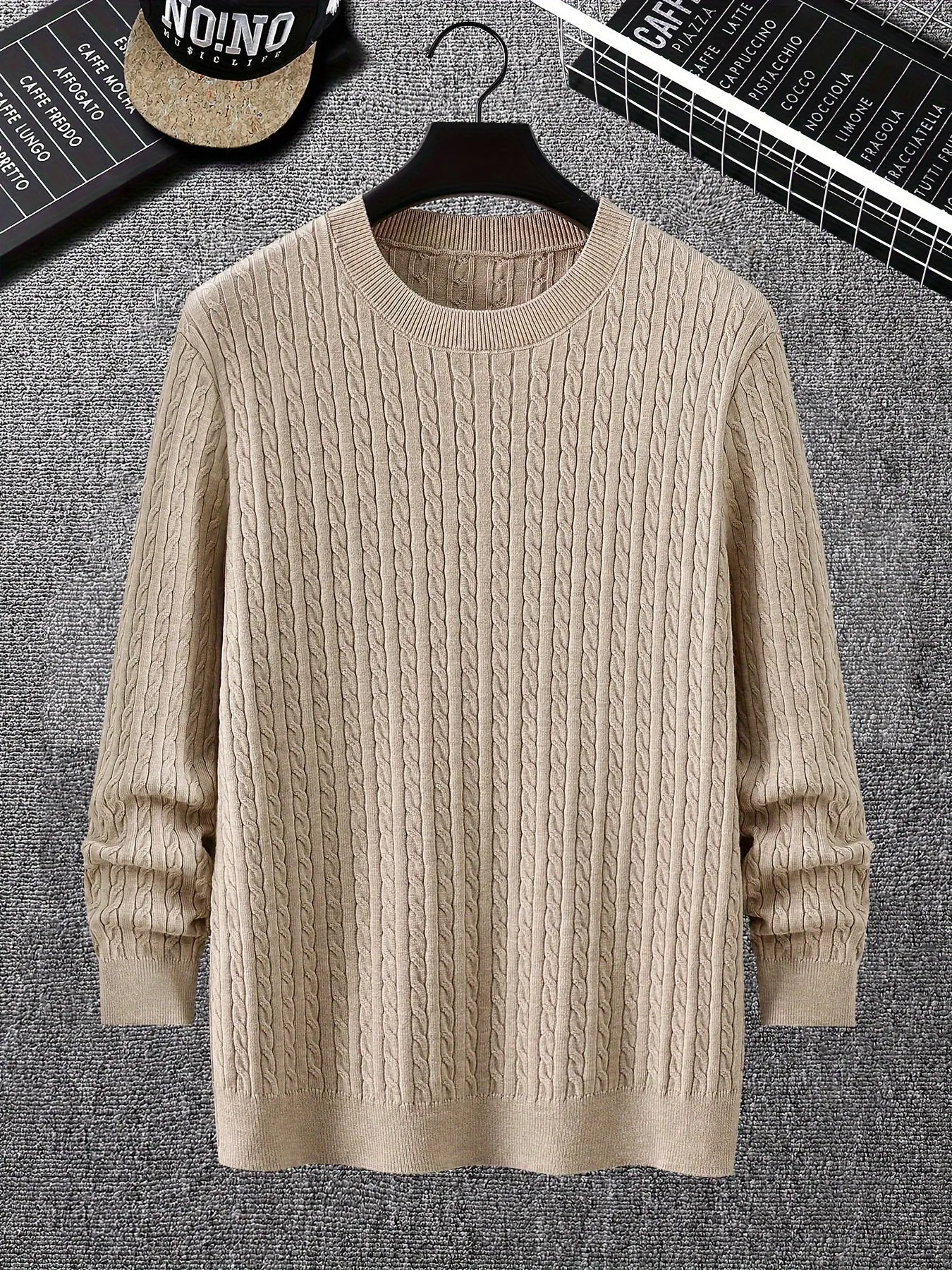FENRIN | Ribbed Knitted Mens Sweater with Round Neck