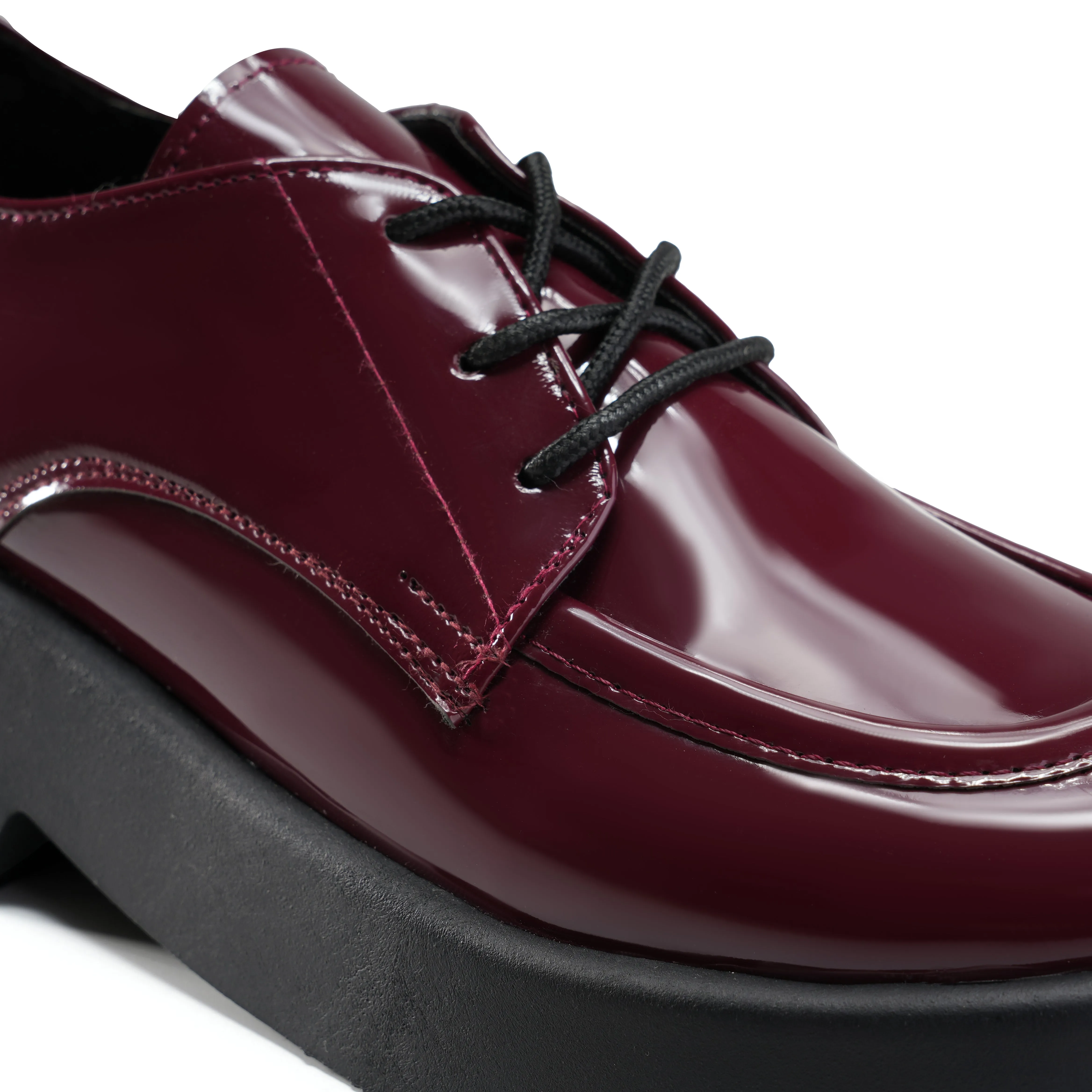 Glossy Patent Leather Shoes - Maroon