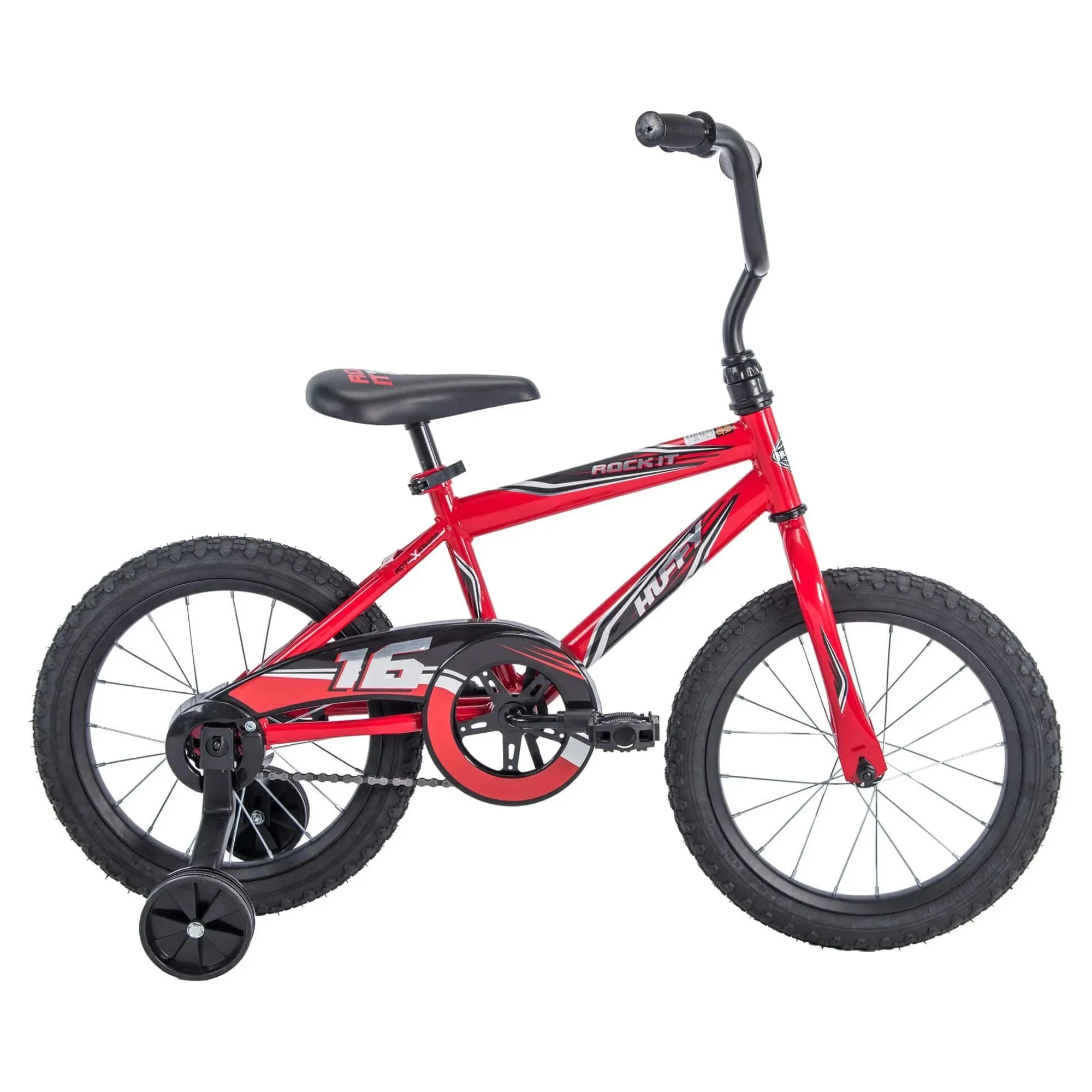 Huffy 16" Rock It Kids Bicycle, for Kids Ages 4  Years, Training Wheels, Red