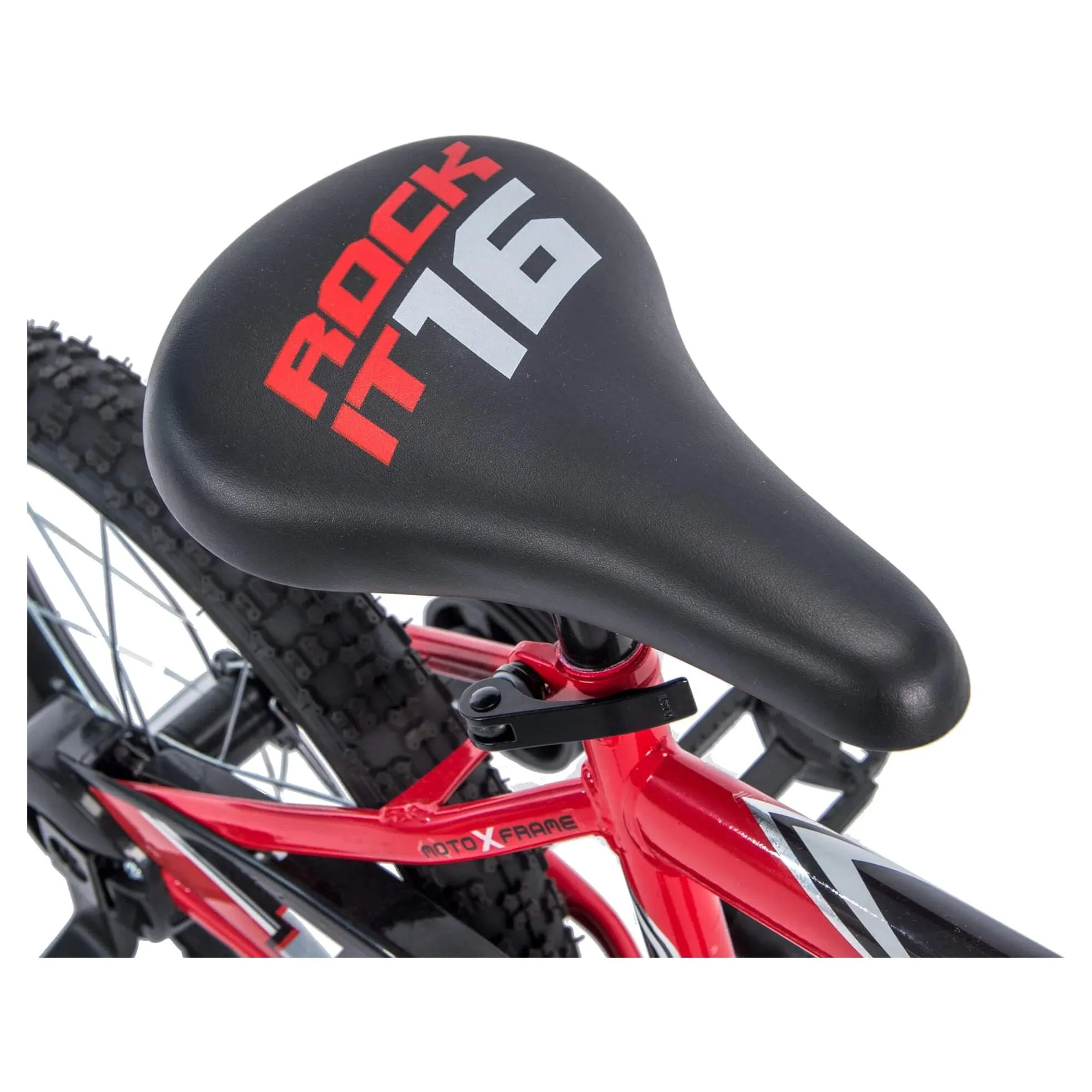 Huffy 16" Rock It Kids Bicycle, for Kids Ages 4  Years, Training Wheels, Red