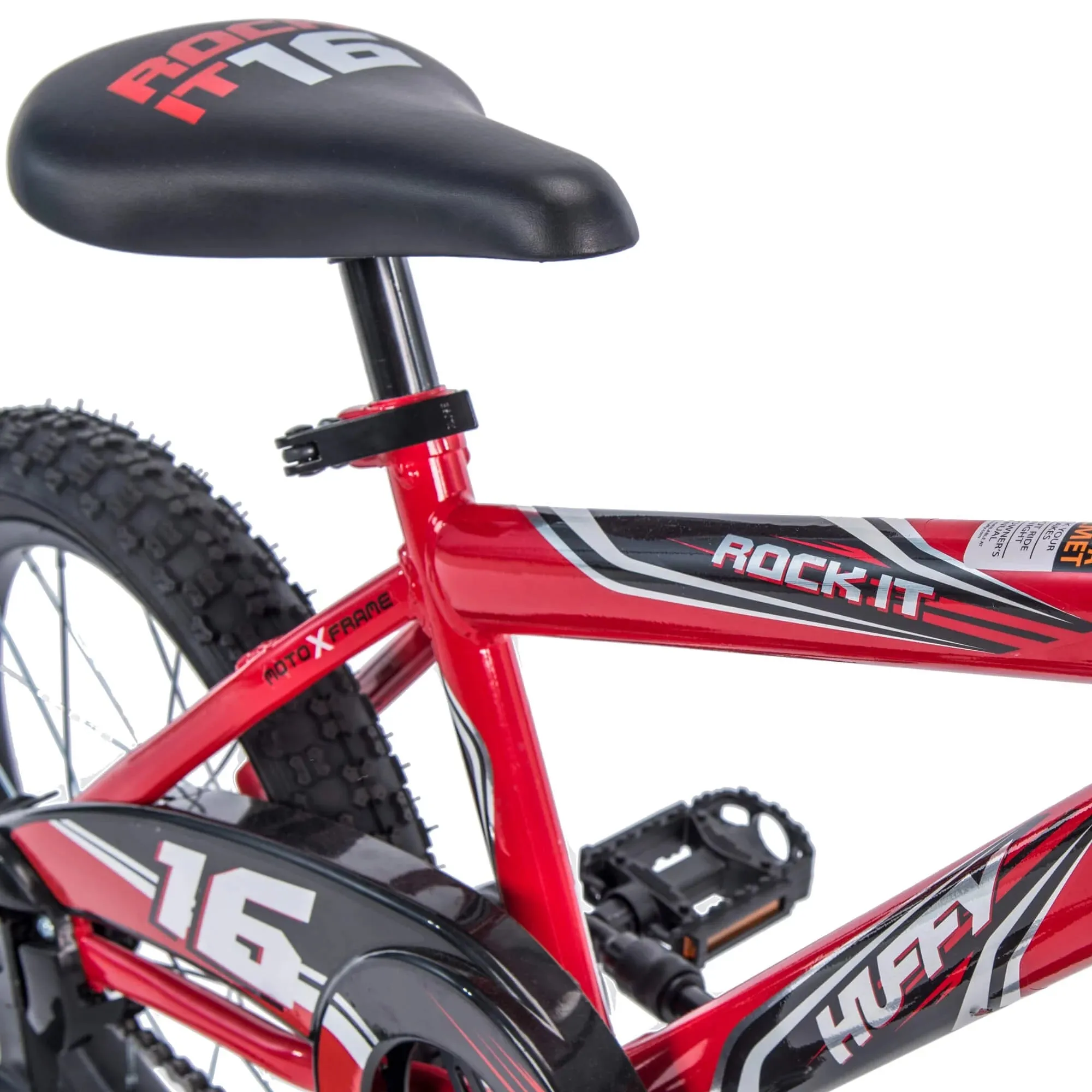 Huffy 16" Rock It Kids Bicycle, for Kids Ages 4  Years, Training Wheels, Red