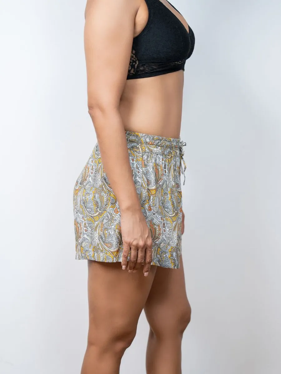 Janice -Lounge Short in Golden Glow Paisley