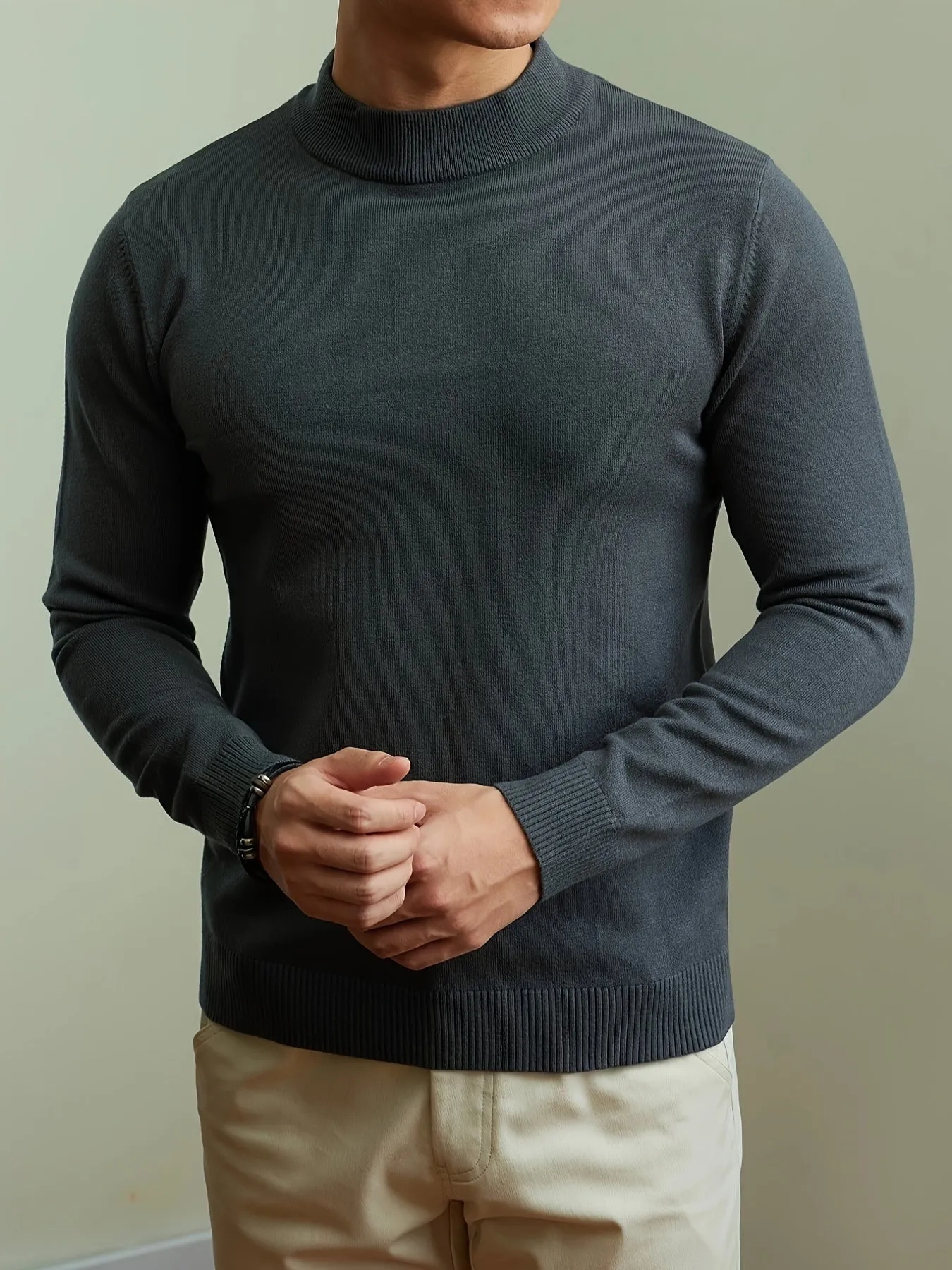 JASLEN | High-Neck Knitted Mens Pullover Sweater