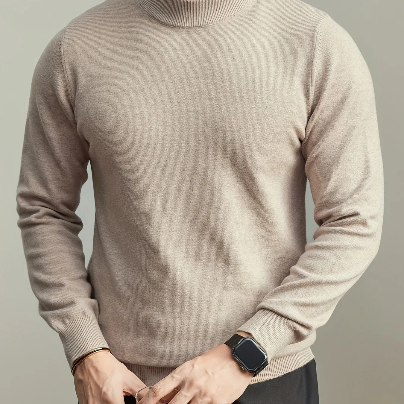 JASLEN | High-Neck Knitted Mens Pullover Sweater
