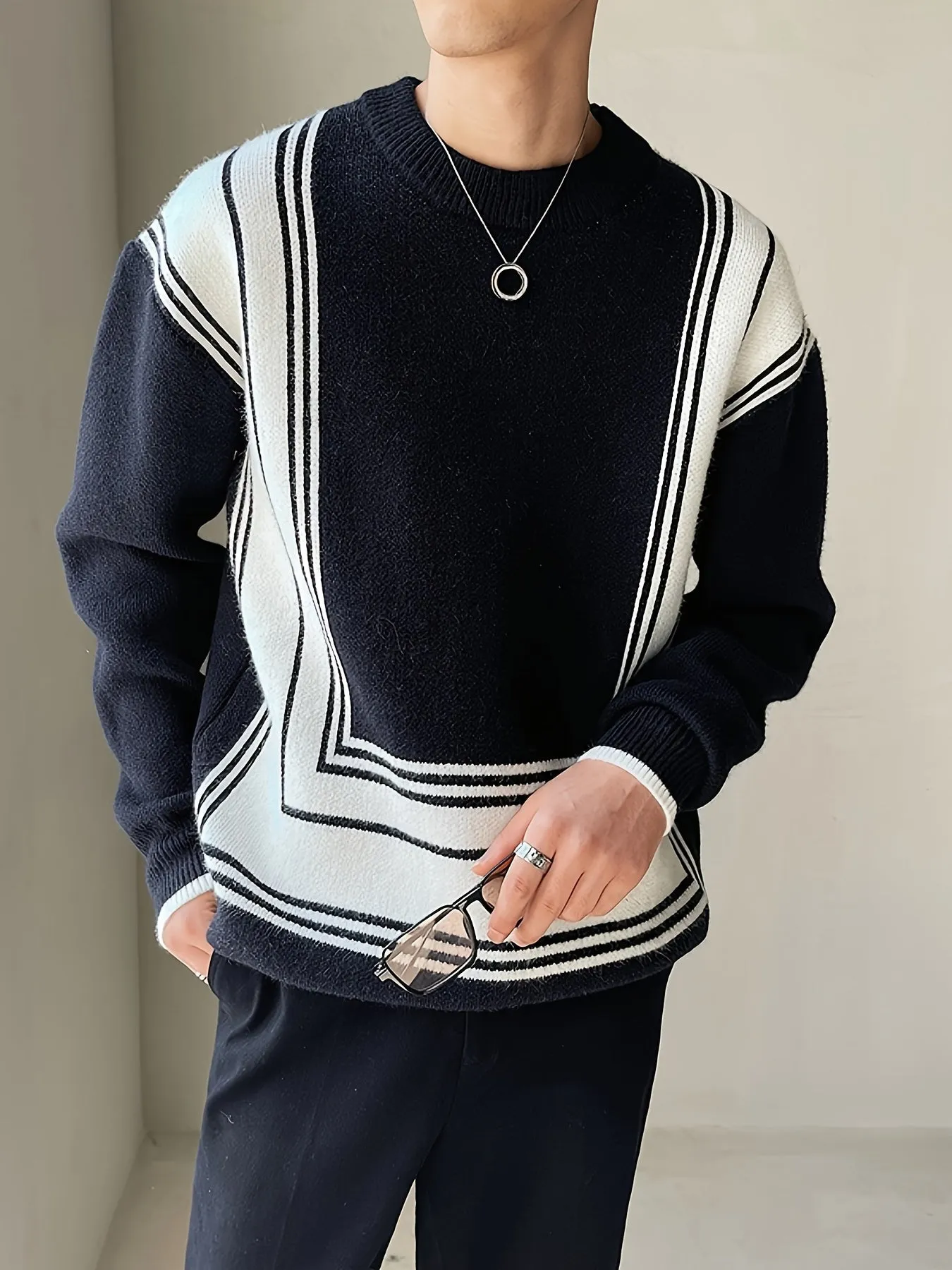 JESTON | Color-Blocking Knitted Mens Sweater