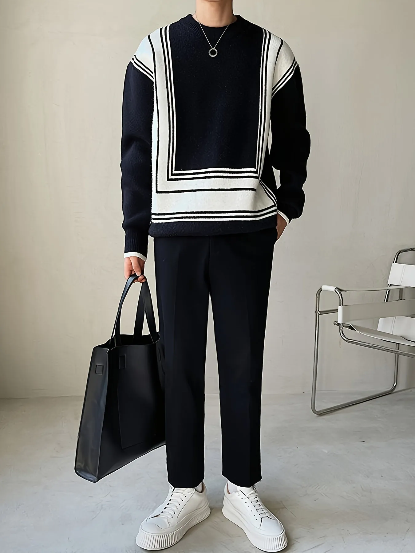 JESTON | Color-Blocking Knitted Mens Sweater