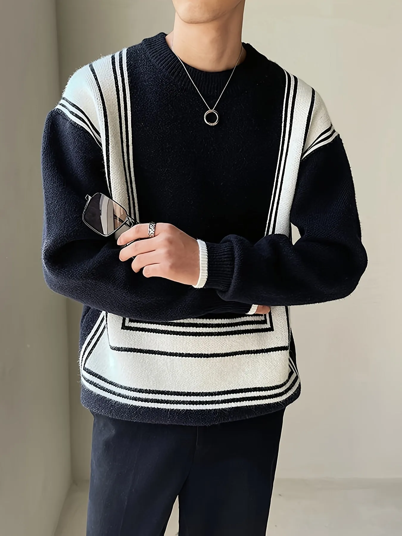 JESTON | Color-Blocking Knitted Mens Sweater