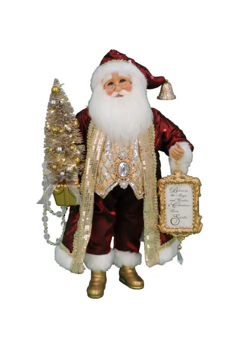 Lighted Burgandy Santa