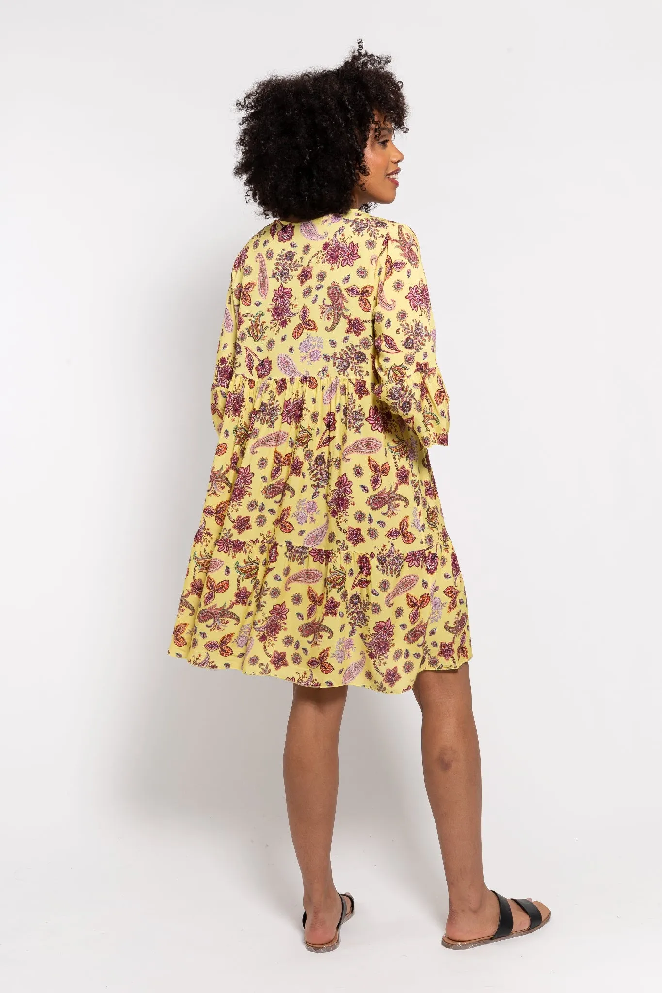 M Made in italy  Women's Woven 3/4 Sleeve Dress