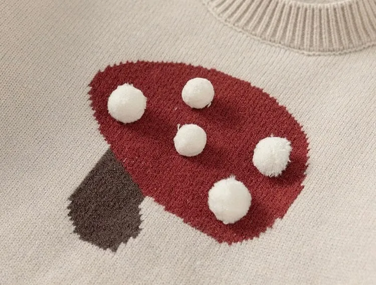 Playful Mushroom Knit Sweater